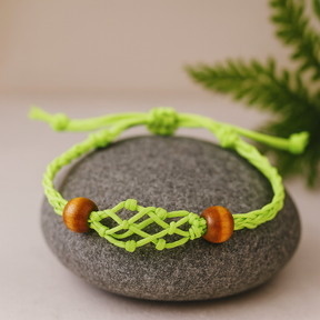 Gemstone Bracelet Cord Green Adjustable