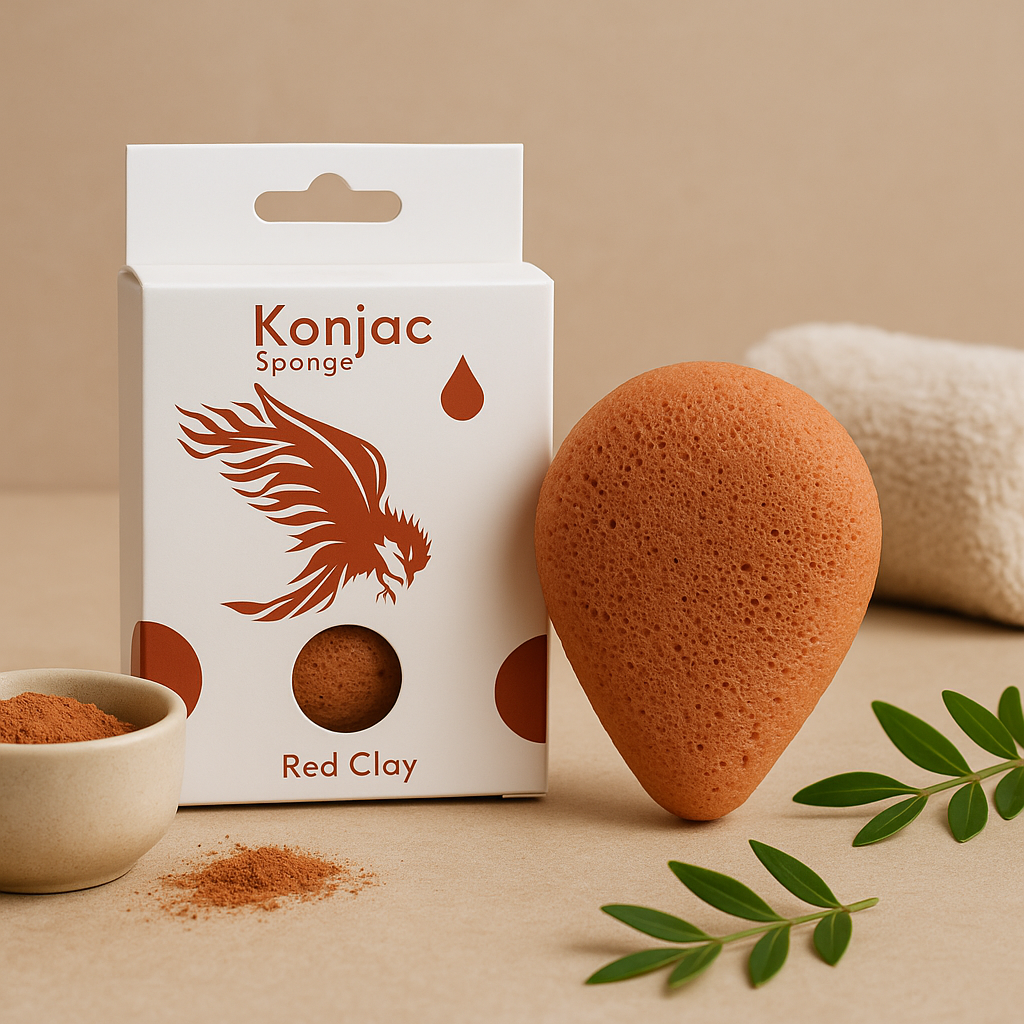 Konjac spužvica za lice crvene gline u obliku suze