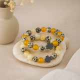 Bracelets pour couple lot de 2 Jaspe dalmatien Agate jaune
