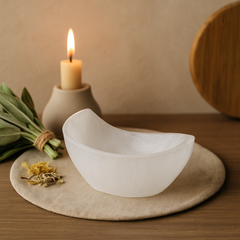 Selenite Moon Bowl 10cm, Ritual Bowl