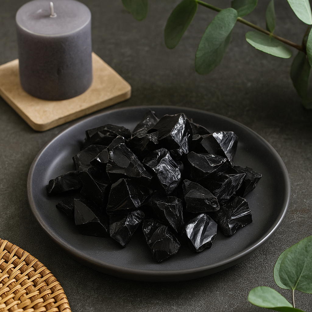 Musta akaatti raakat kristallit 500g