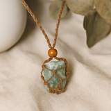 Edelstenen Ketting Koord - Bruin Macramé Houten Kraal