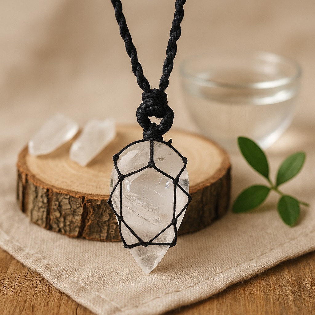 Rock Quartz Pendant Teardrop Adjustable String
