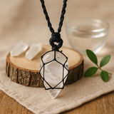Rock Quartz Pendant Teardrop Adjustable String