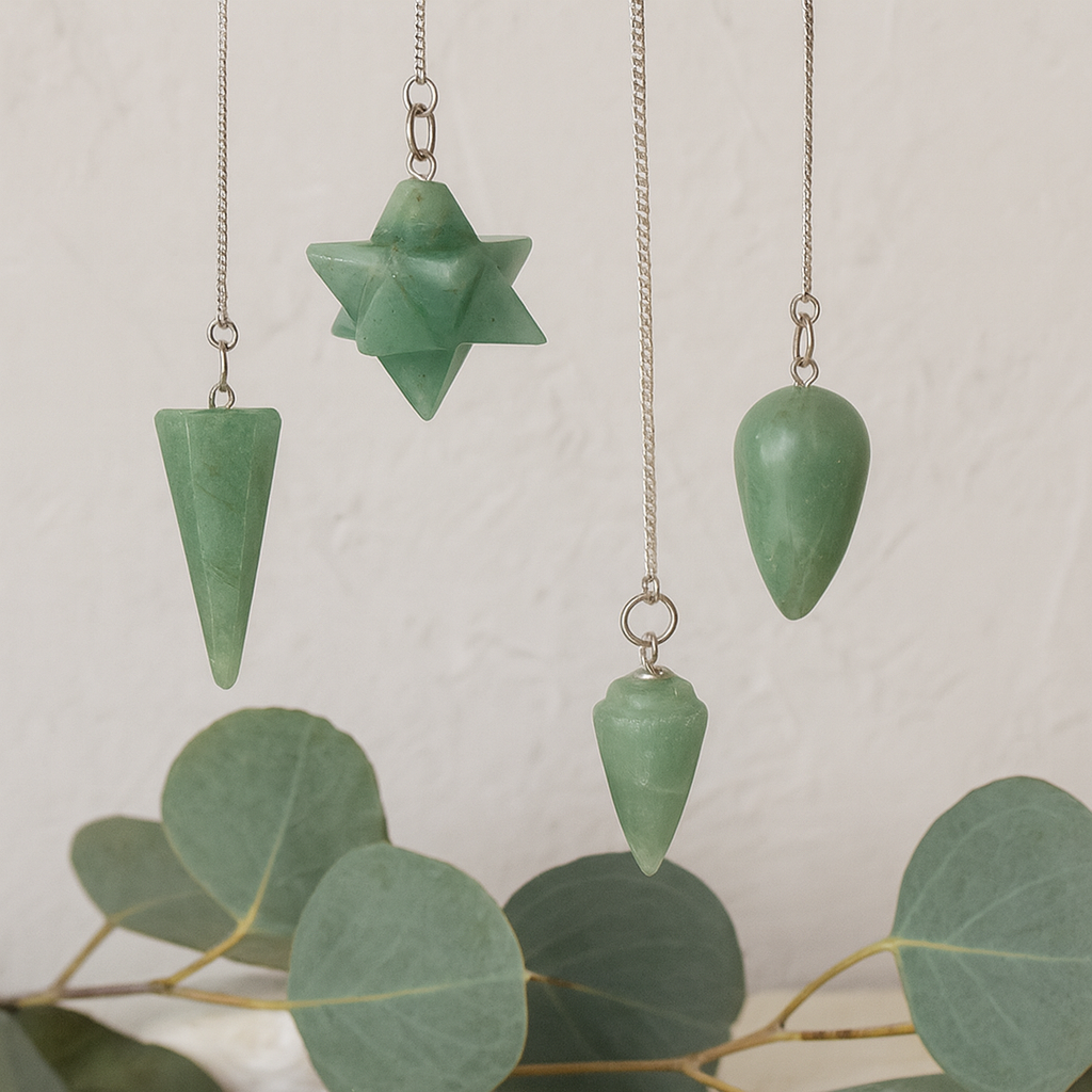 Pendolo divinatorio in cristallo di avventurina verde