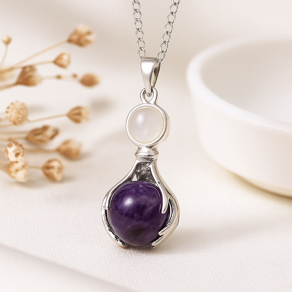 Amethyst Crystal Pendant Healing Hands