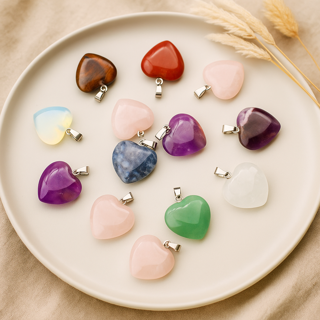 Jalokivisydänriipukset 20x6mm, Sekoitettu setti 12 kpl