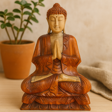 Buddha Statue Hand-Carved Suar Wood 80cm