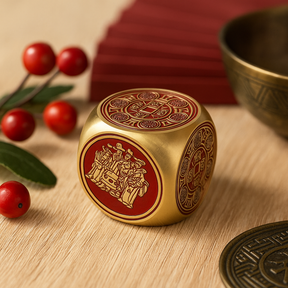 Feng Shui Red Brass Prosperity Cube Paperweight