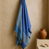 Pareo-Handtuch aus Baumwolle - 100x180 cm - Himmelblau