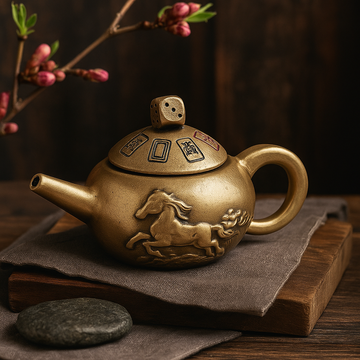 Mosiężny czajniczek Feng Shui z motywem smoka, spinner decyzji