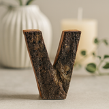 Monogram Litera V Rustykalna Kora, 7 cm