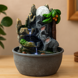 Tabletop Fountain 25cm Elephants and Palm Tree