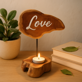 Houten Theelichthouder - Liefde