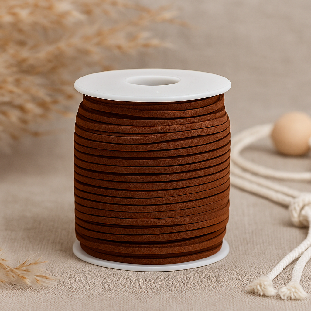 Hangerkoord nep suède donkerbruin 2.5mm 45m