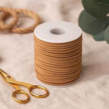 Rulle med imiteret ruskindssnor 2,5mm 45m tan