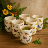 Juego de 6 tazas de té con mariposas
