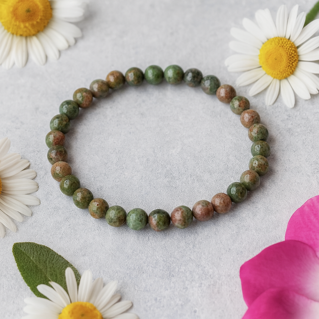 Pulsera de piedras preciosas de jaspe verde