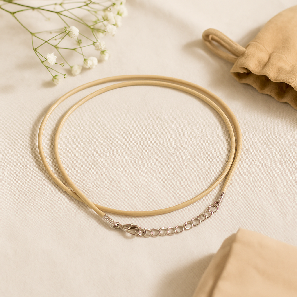 Gewaxte katoenen koord ketting, 2mm x 55cm beige