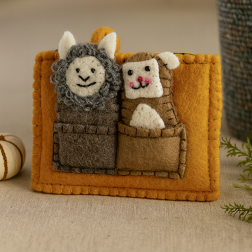Finger Puppets 2-Pack Bear And Sheep With Pouch
