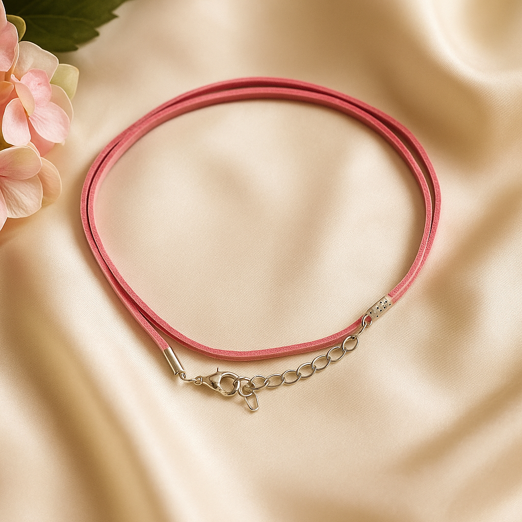 Šnúrka na náhrdelník z umelého semišu 2,5 mm 55 cm ružová