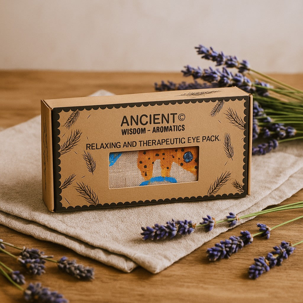 Almohada para ojos de lavanda en caja de regalo, algodón natural