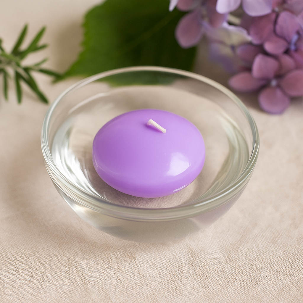Velas Flutuantes Grandes Lilás Sem Aroma Pack de 3
