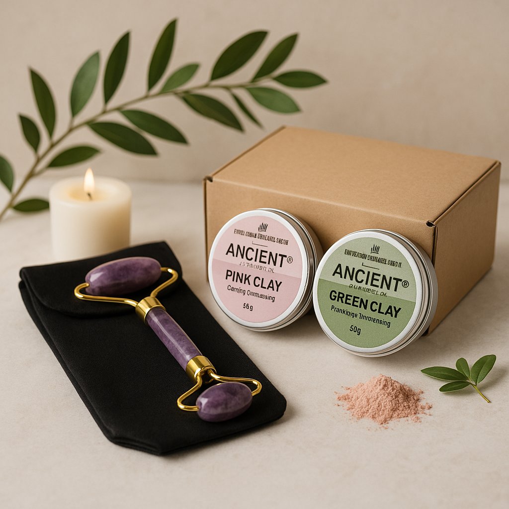 Gemstone Facial Roller and Clay Set