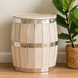 Σκαμπό Βαρέλι Μπύρας με Αποθηκευτικό Χώρο Λευκό Πλύσιμο