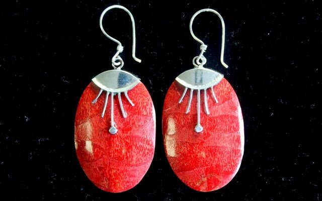 925 Silver Earrings - Oval Décor - SHAMTAM.COM