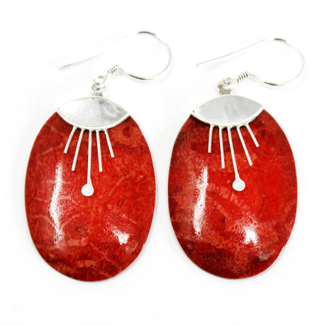 925 Silver Earrings - Oval Décor - SHAMTAM.COM