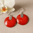 925 Silver Earrings Resin Coral Pair - SHAMTAM.COM