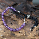 925 Silver Plated Gemstone Black String Bracelet - Amethyst - SHAMTAM.COM