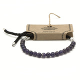 925 Silver Plated Gemstone Black String Bracelet - Amethyst - SHAMTAM.COM