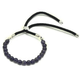 925 Silver Plated Gemstone Black String Bracelet - Amethyst - SHAMTAM.COM