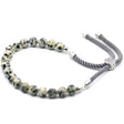 925 Silver Plated Gemstone Charcoal String Bracelet - Dalmatian Jasper - SHAMTAM.COM