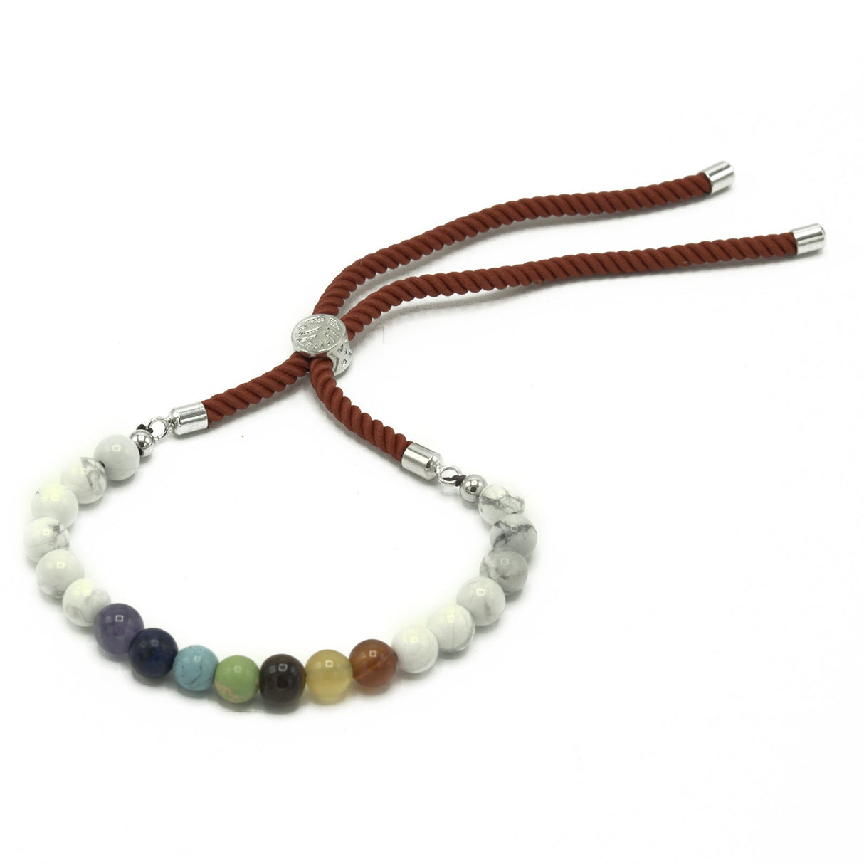 925 Silver Plated Gemstone Royal Red String Bracelet - White Howlite Chakra - SHAMTAM.COM