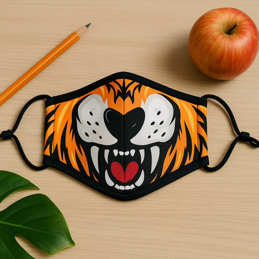 Återanvändbar barnansiktsmask, tigertryck