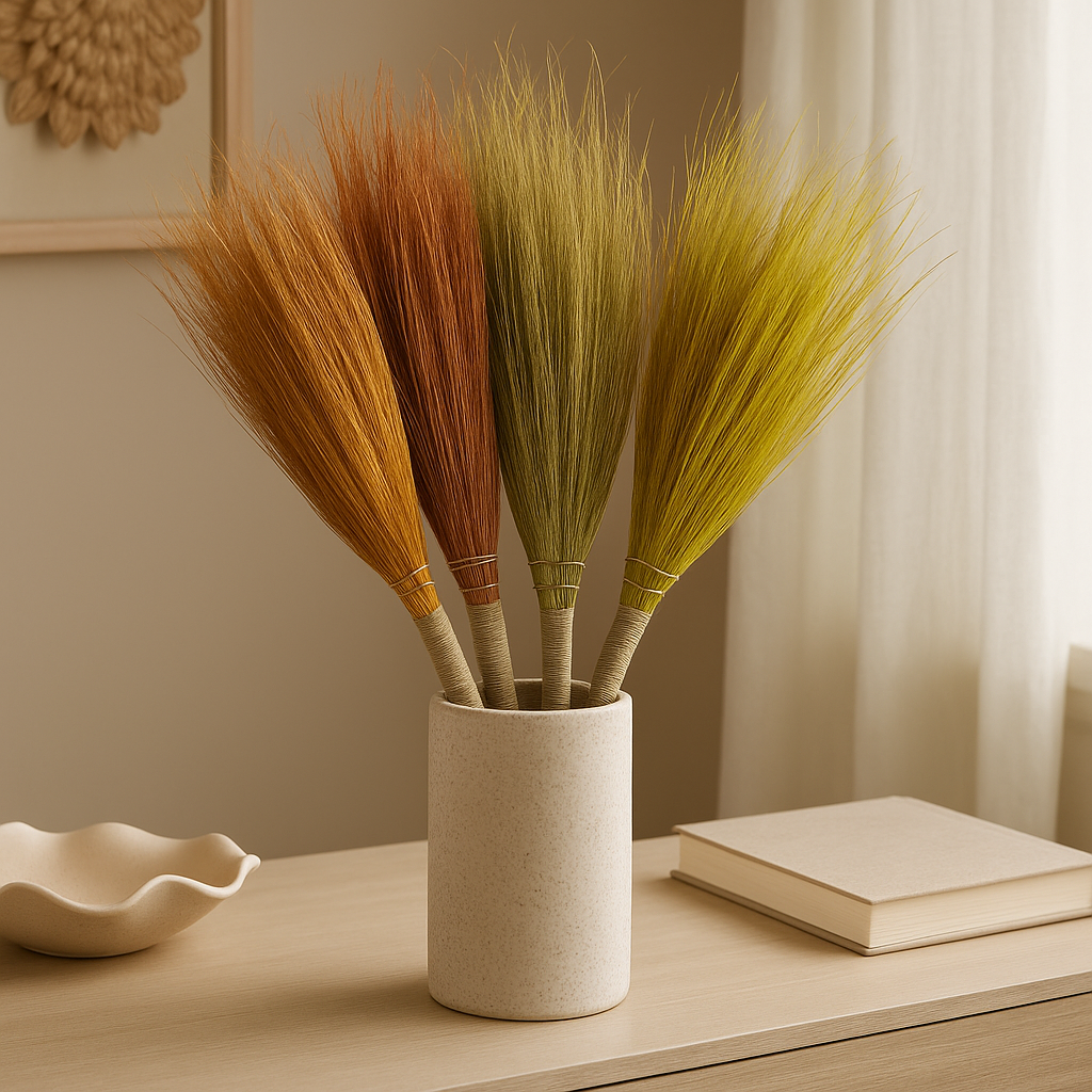 Set de 4 Mături Lung Natural Culori Pampus