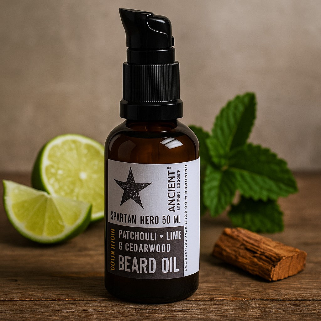 Aceite para barba 50 ml, pachulí, lima y cedro