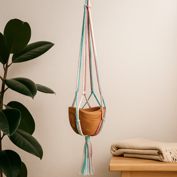 Macrame Plant Hanger Pastel Tones For Medium Pots