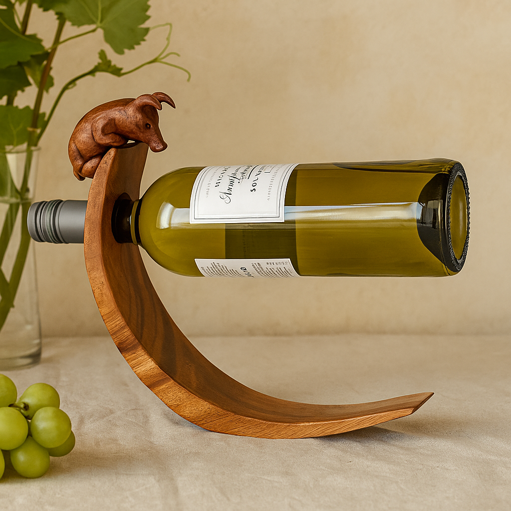 Suport pentru sticla de vin, porc echilibrant