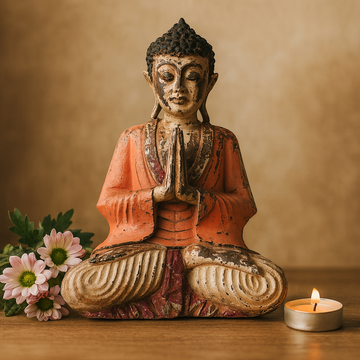 Buddha Statue – Hand Carved Suar Wood 30cm