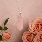 Ciondolo in Quarzo Rosa Cristallo a Matita Piatto