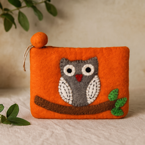 Zipper Pouch Owl on Branch