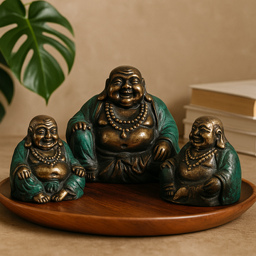 Glade Buddha-figurer Sæt med 3 Blandede Størrelser