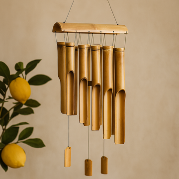 Bamboo Wind Chime Natural Finish 12 Large Tubes