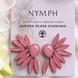 Soft Pink Vintage Glass Angel Wing Stud Earrings