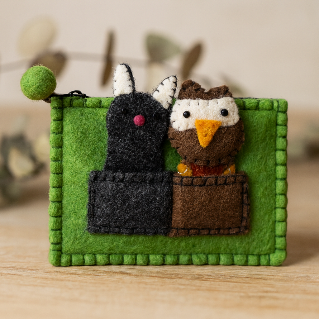 Sada prstových maňásků 2 ks Sova a Kočka