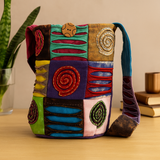 Ethnische Schultertasche - Lila / Spirale